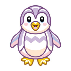 Wall Mural - Cartoon Illustration of a Purple and Pink Penguin with a Big Smile