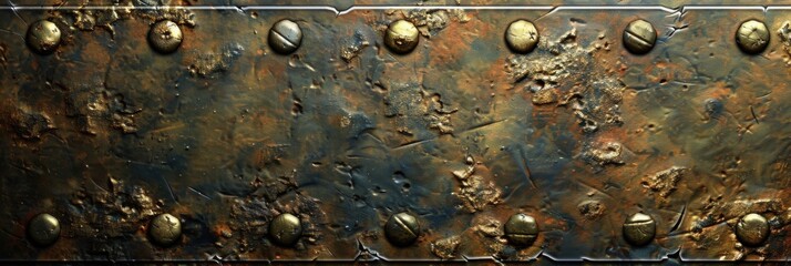 Metal Plate Texture. Brass and Bronze Frame Background with Metallic Finish