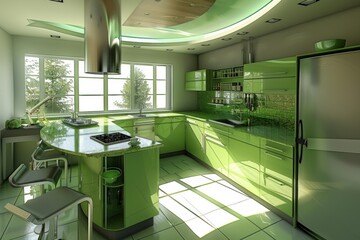 Wall Mural - Modern Kitchen Interior Design with Stylish Countertop and Sink