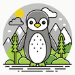 © Design Adelsa - A Cartoon Penguin in a Snowy Mountain Landscape
