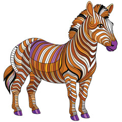 Wall Mural - A Detailed Illustration of a Zebra with Purple Stripes