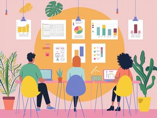 Poster - Diverse Team Working Together on Business Data.