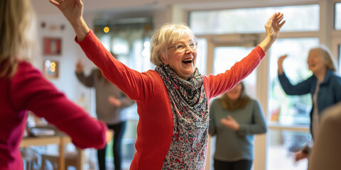 Elderly Care Home, Positive images of people enjoying activities singing dancing, playing