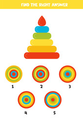 Wall Mural - Find the right top view. Worksheet with toy pyramid.