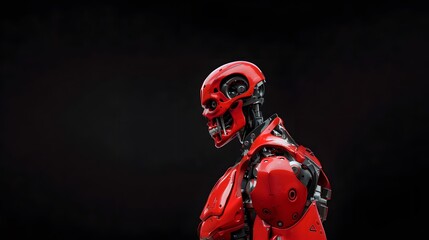 red robot black background,generative ai