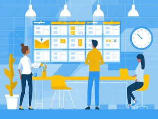 Aufkleber - Modern office team working on project.