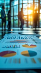 Aufkleber - Business Charts and Graphs on a Table.