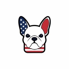 Canvas Print - USA dog face with flag vector illustration