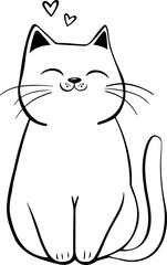 Cute cat drawing clipart design illustration 