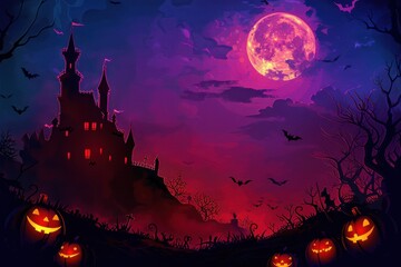 Wall Mural - Haunted Halloween Night