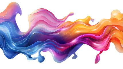 Colorful Wave holographic abstract fluid shapes on white background,generative ai