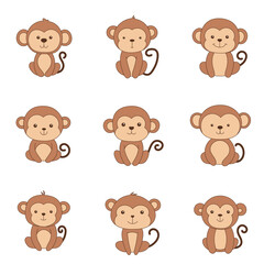 Cute monkey clipart design illustration