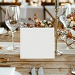 © Cheetose - Elegant White Folded Table Card Mockup on Wedding Table Setting