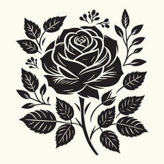 Poster - Rose Flower Silhouette vector illustration isolated in empty background