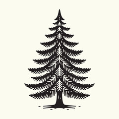 Sticker - Pine Tree Silhouette vector illustration isolated in an empty background