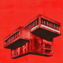 Poster - Brutalism shape in red