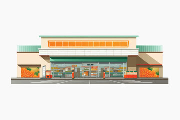 Modern convenience store exterior illustration