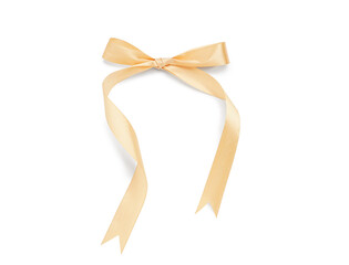 Wall Mural - Bow made of satin ribbon on white background