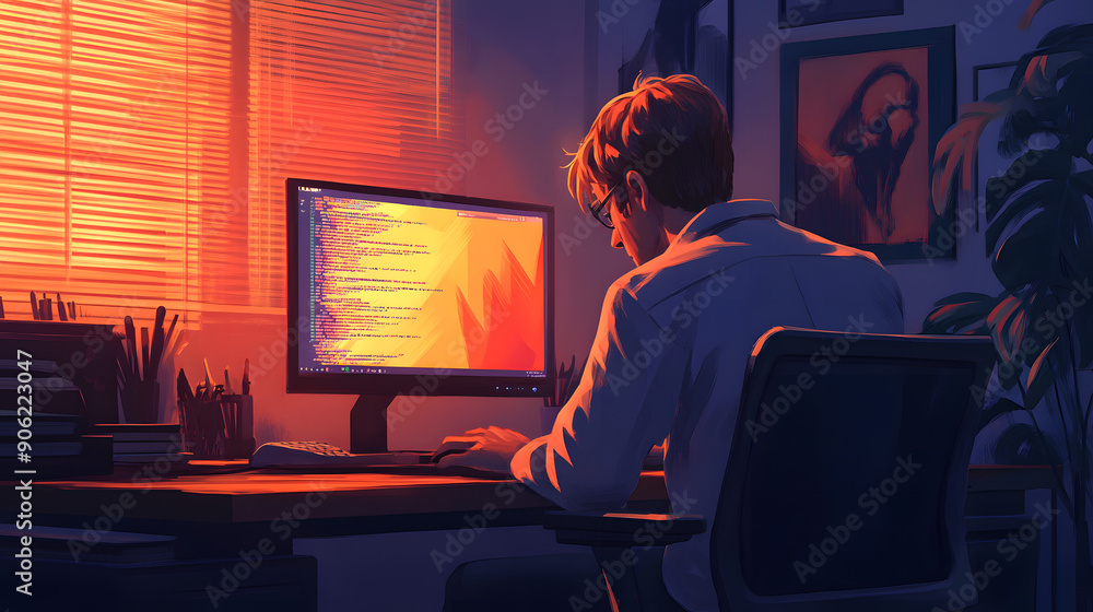 Deticated Programer Dedicated Programmer Immersed in Coding the Minimum Viable Product ...