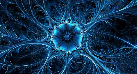 Wall Mural - Abstract Fractal Blue Background
