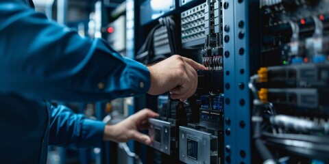 Poster - Close-up of a technician replacing hardware components, crucial for effective system maintenance
