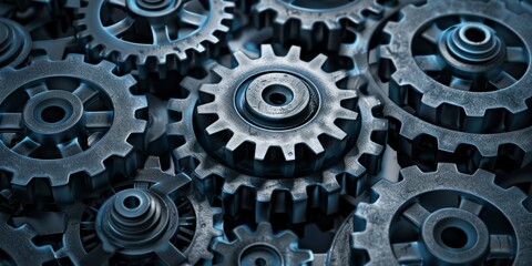 Poster - Abstract gears meshing together smoothly, symbolizing the precision of system maintenance in machinery