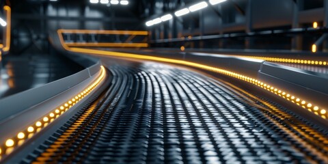 Poster - Abstract conveyor belt with production line, symbolizing industrial system maintenance