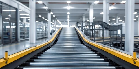 Poster - Abstract conveyor belt with production line, symbolizing industrial system maintenance