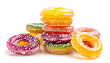 Wall Mural - sweet glazed donuts isolated on white background