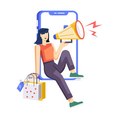 Wall Mural - shoe, sale, discount, footwear, retailing, buying, sandals, character, person, flat, vector, illustration

