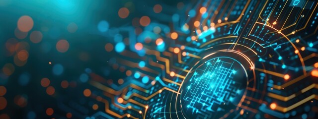 Encrypted data transfer, hologram technology, futuristic digital security, dark background