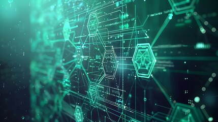 Fototapete - Minimalistic Blockchain Interface with Interconnected Nodes and Smart Contracts
