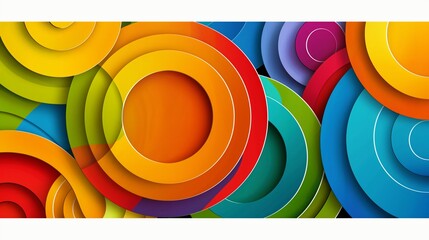 Wall Mural - A colorful abstract painting of circles and ovals. The colors are bright and vibrant, creating a lively and energetic mood. The composition of the circles and ovals suggests a sense of movement