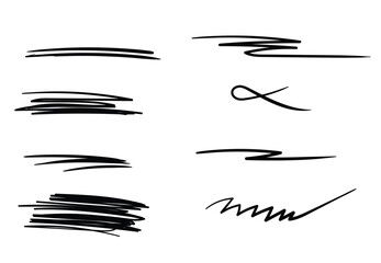 Fototapete - Hand draw strokes lines on transparent background. drawn with a pen. set of hand drawn marker lines. brush lines