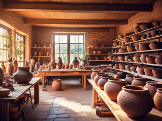 Wall Mural - clay pots in the workshop