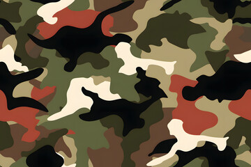 Canvas Print - Camouflage seamless pattern, military fabric background texture