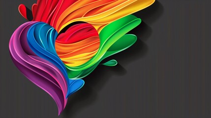 Wall Mural - A colorful rainbow with a heart in the middle. The rainbow is made up of many different colors, including red, orange, yellow, green, blue, and purple