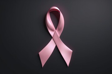 pink satin ribbon Isolated on black background breast cancer awareness symbol