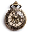 © Thares2020 - Vintage Pocket Watch with Intricate Details on an Isolated White Background Conceptual Copy Space