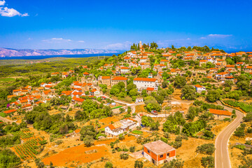 Wall Mural - view from the top of the hill at Vrisnik, small picturesque place on island Hvar, Croatia