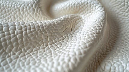 Fototapete - Closeup artificial leather white colour for texture background  top view : Generative AI