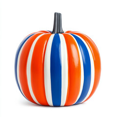 Poster - Halloween pumpkin decorated in the colors of the Russian flag, with white, blue, and red stripes, isolated on white 