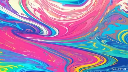 Wall Mural - colorful liquid animation moving over and over again on abstract background. acrylic paint marble te