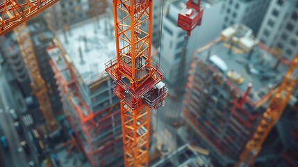 Aufkleber - Construction crane working on large construction site : Generative AI