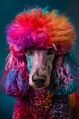 Canvas Print - A colorful poodle with curly hair