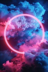 Canvas Print - pink blue circle clouds