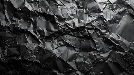 Poster - Empty crumpled wet black paper blank texture copy space wall horizontal background : Generative AI