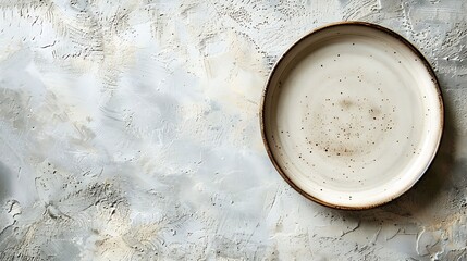 Poster - Empty round ceramic plate on a light texture background Kitchen utensils : Generative AI