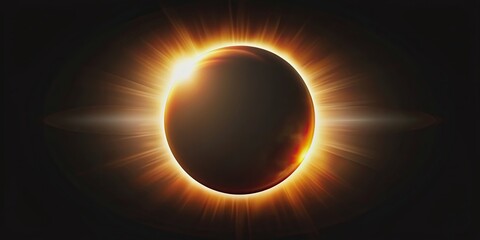 Wall Mural - solar eclipse with clean and simple design on black background, solar eclipse, astronomy, celestial 