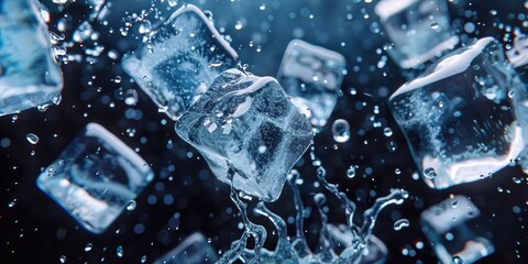 Poster - Ice cubes in water